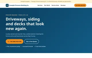 Screenshot of the Example Pressure Washing Co. demo website